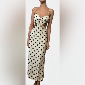 Zara Cream and Black Polka Dot Dress